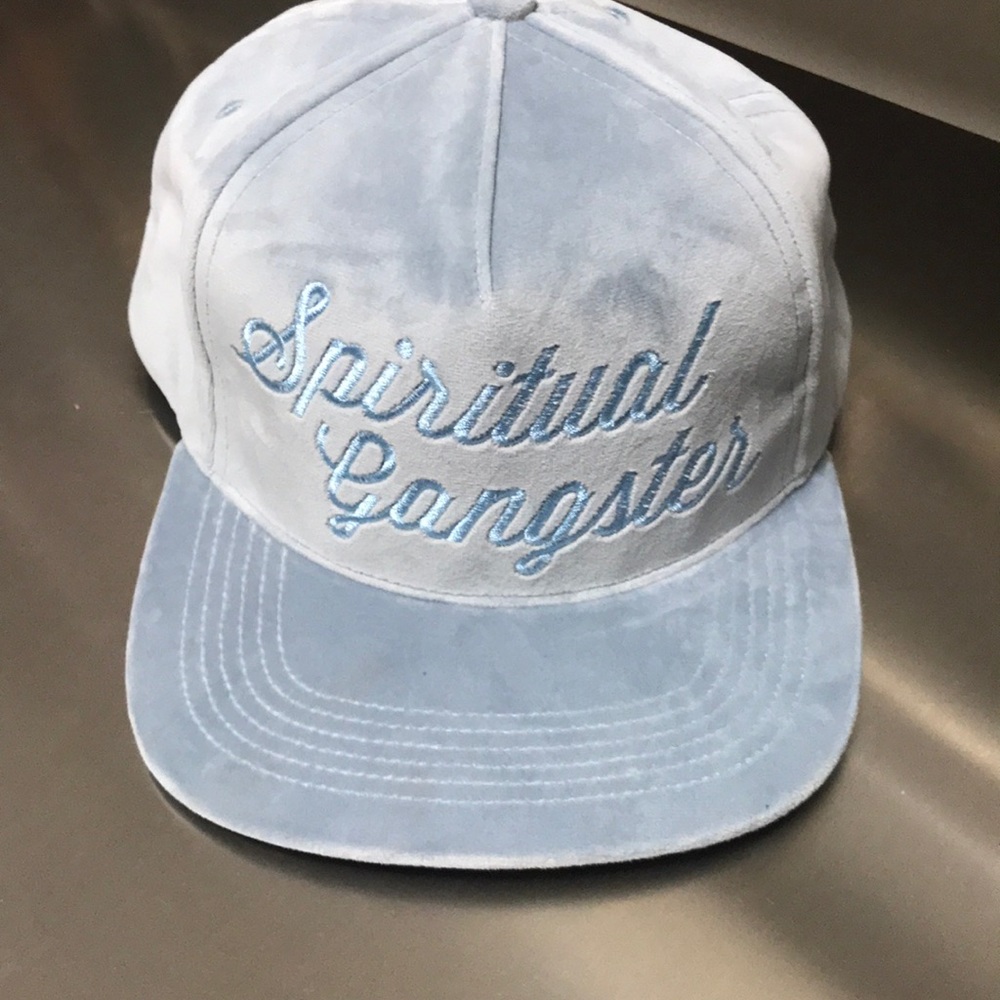 Baby blue felt spiritual gangster yoga hat